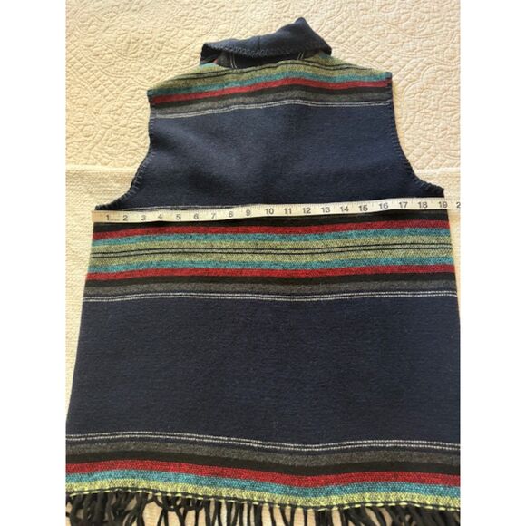 Rhonda Stark Southwestern Wool Blend Blanket Vest, Made in USA, Size S. - Picture 6 of 6